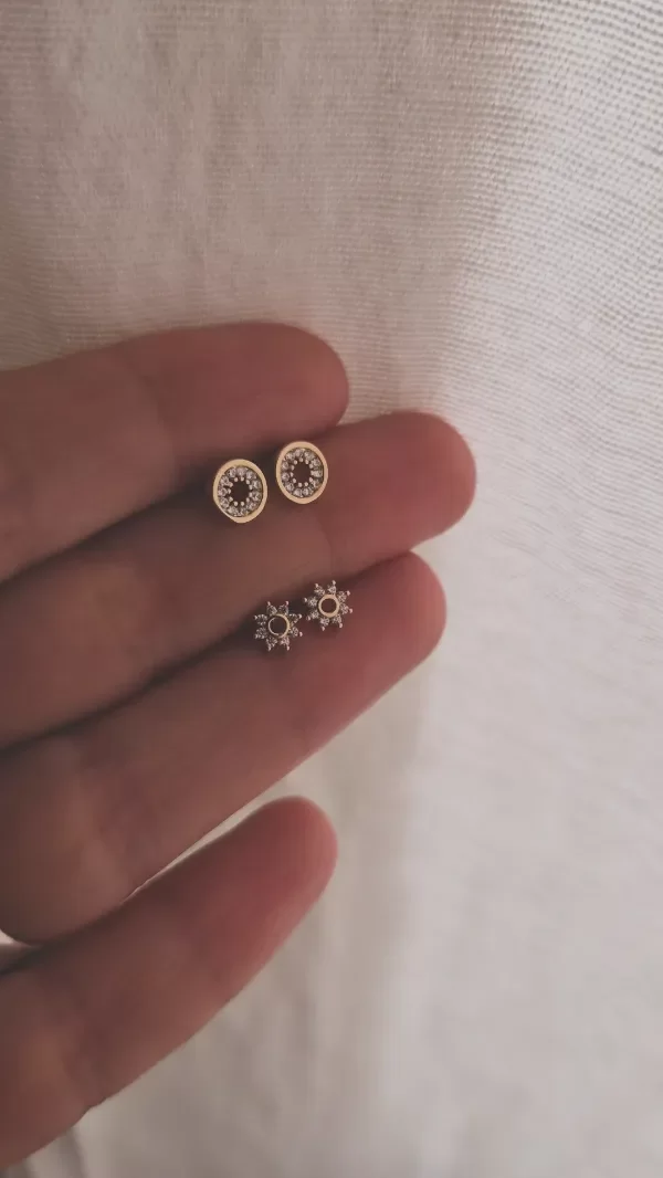 Producto - Aros enchapados en oro cubic blanco 2 modelos