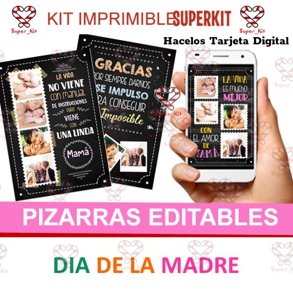 Producto - Kit Imprimible Dia de la Madre Pizarras Editables
