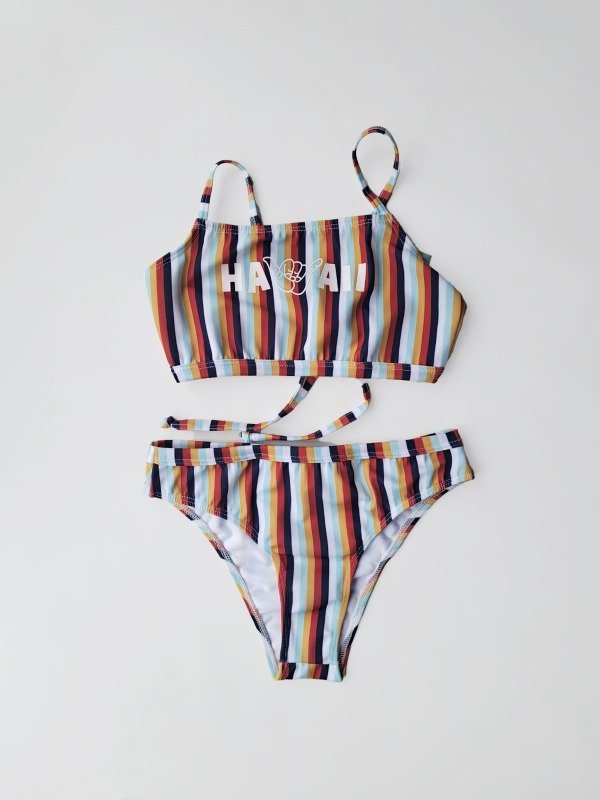 Producto - BIKINI HAWAII BORDÓ Y AMARILLA