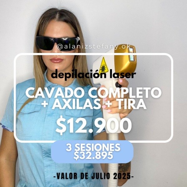 Producto - 1 sesion de cavado completo + axilas + tira - VALOR AGOSTO