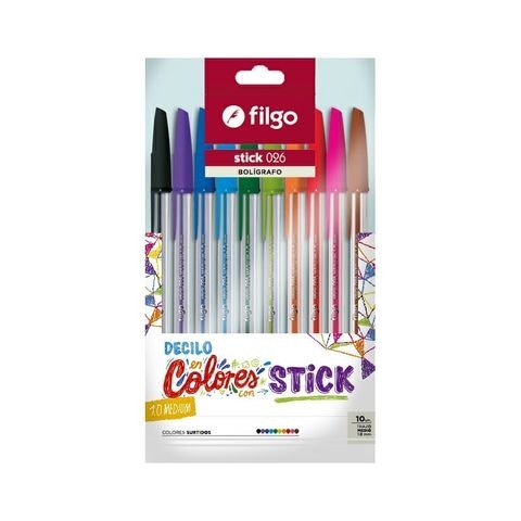 Producto - BOLIGRAFO 1MM STICK 026 MEDIUM COLORS BLISTER X 10 FILGO