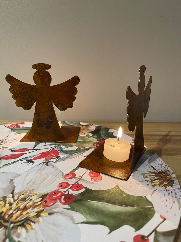 Producto - Porta Vela Angelito Figura Decorativa En Hierro Oxidado