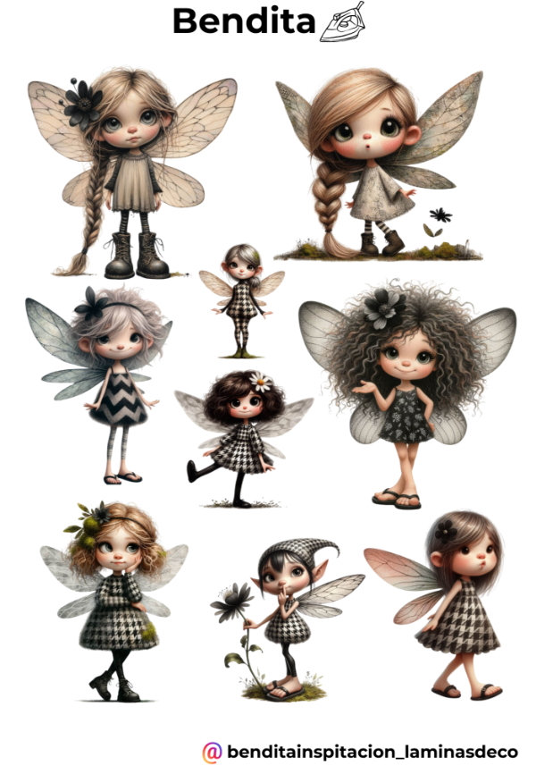 Producto - Bendita Plancha 177 Hadas en color tierra 2