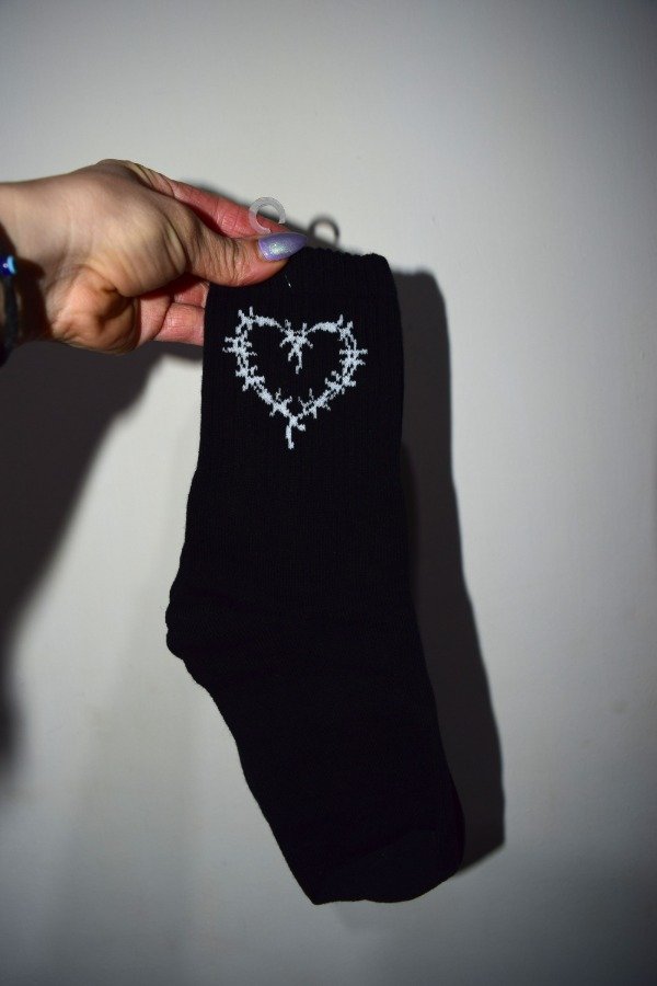 Producto - medias 3/4 corazon puas negro