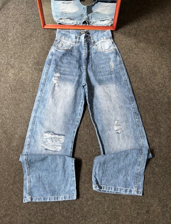 Producto - Wide leg roturas azul