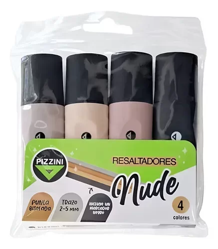 Producto - Resaltador Pizzini punta biselada tonos nude x 4