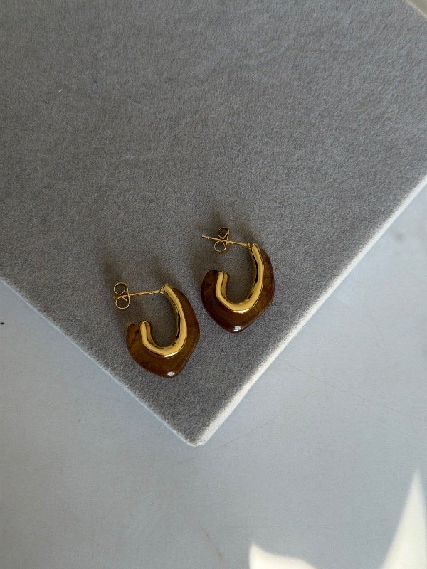Producto - Semi argollas doradas ambar - 1