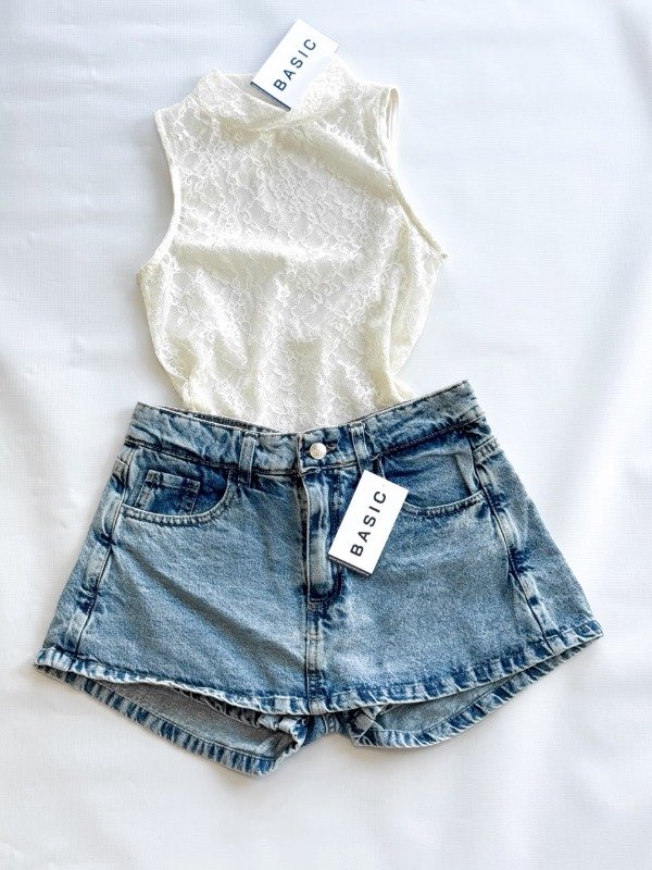 Producto - Short pollera Juliana tiro medio celeste - 1