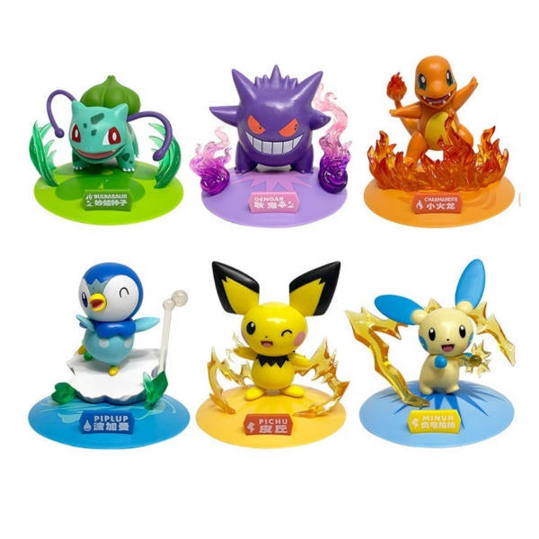 Producto - Figuras Pokemon Set X 6 con base decorada en caja sorpresa