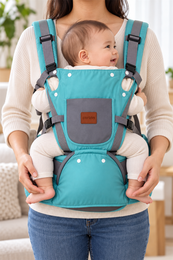 Producto - Mochila porta bebe Cartan turquesa y gris - 0