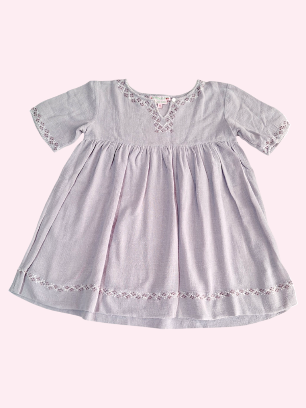 Producto - Vestido de bambula color gris bordado Bonpoint 5/6 años