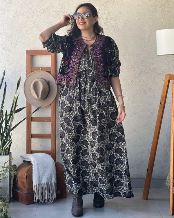 Producto - Vestido Boho de Algodón Negro M a XL