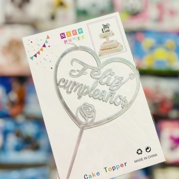 Producto - Topper para torta Feliz Cumpleaños Corazón p