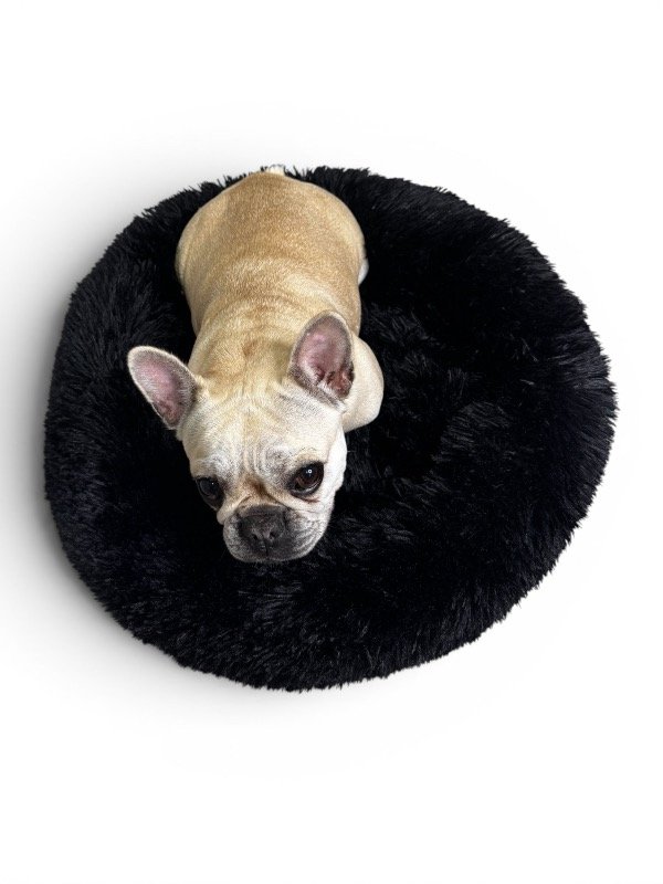 Producto - Cama felpuda negra 60 cm
