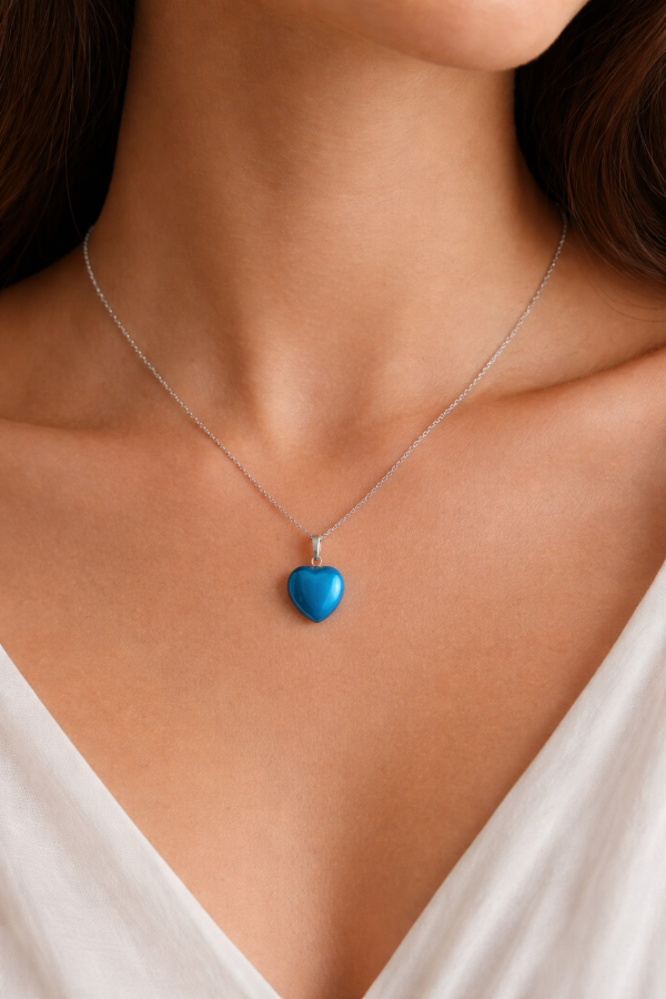 Producto - Cadenita + Dije Corazon Ágata azul