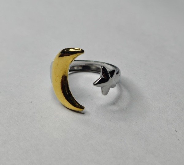 Producto - Anillo regulable combinado luna dorada