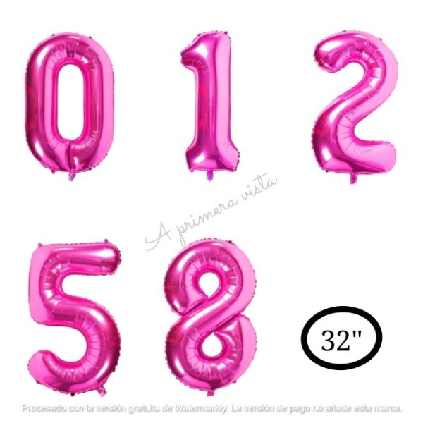 Producto - Globos numeros fucsia 32" (80cm aprox.) c/u
