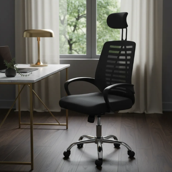 Producto - Silla De Oficina Ergonómica Apoyacabeza Negra