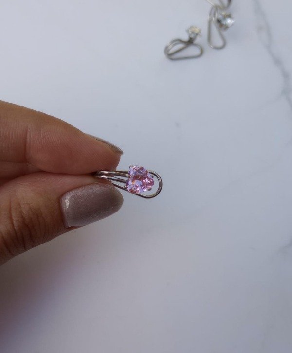 Producto - Ear Cuff Corazón con Cubic Rosa