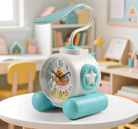 Producto - Lámpara Led Reloj Despertador Usb Luz Nocturna Infantil Celeste