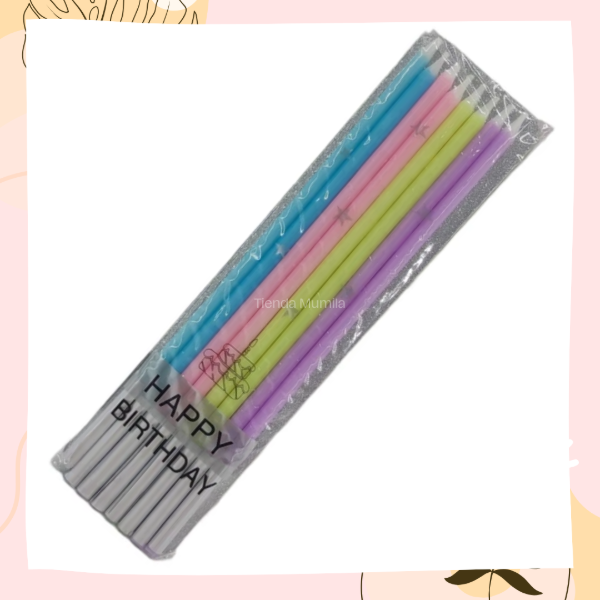 Producto - Velas multicolor pastel x8unidades blister