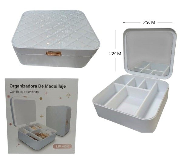 Producto - ORGANIZADOR CON ESPEJO Y LED 3 TONOS