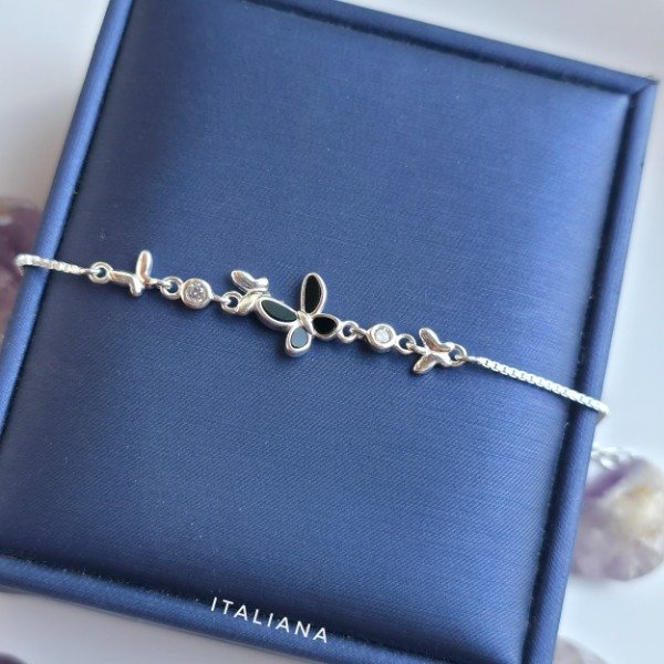Producto - Pulsera italiana mariposa esmaltada negra - 0
