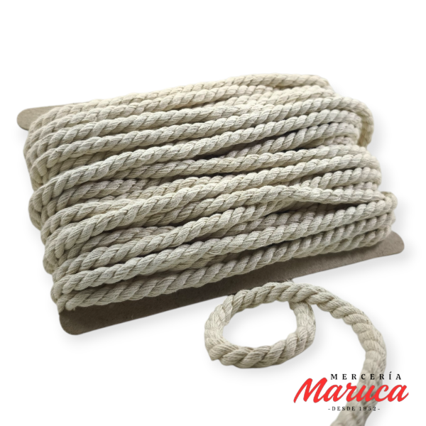 Producto - Cordón retorcido de 2 cabos 7mm Crudo.