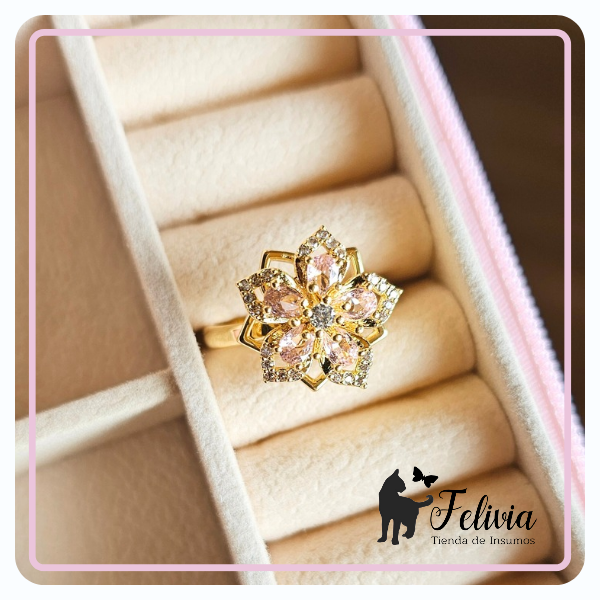 Producto - Anillo Flor Mágica Rosa giratorio ajustable