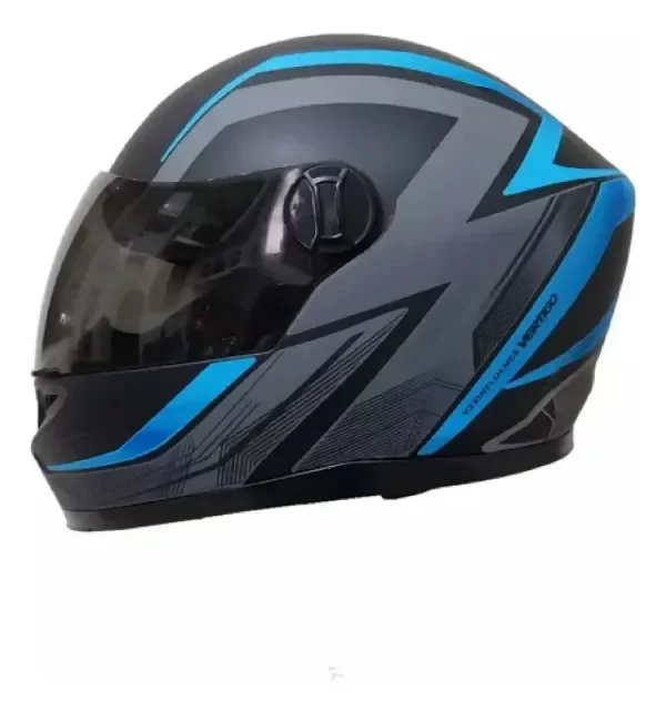 Producto - Casco Moto Vertigo V32 Influence Celeste Negro Mate TALLE XL