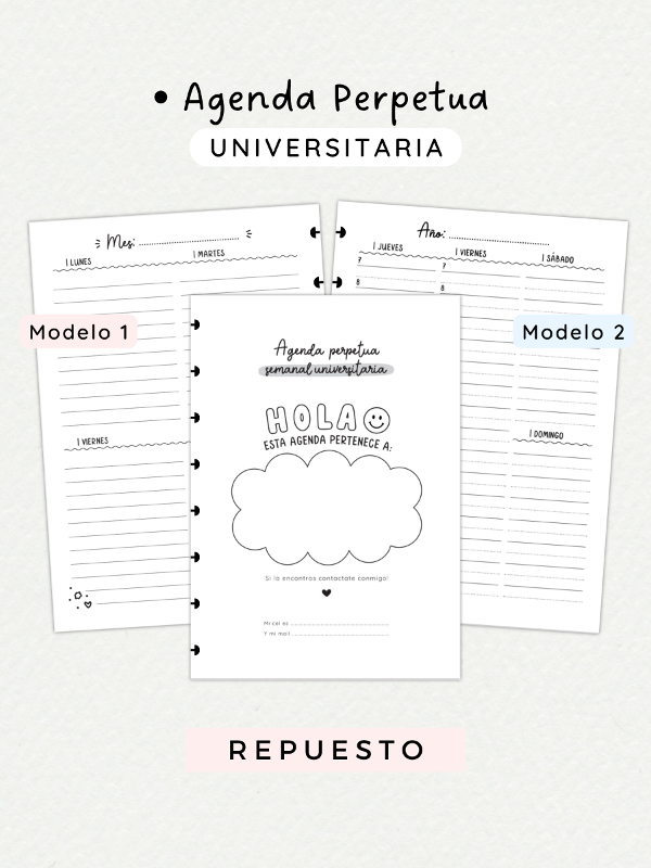 Producto - Agenda perpetua Universitaria repuesto