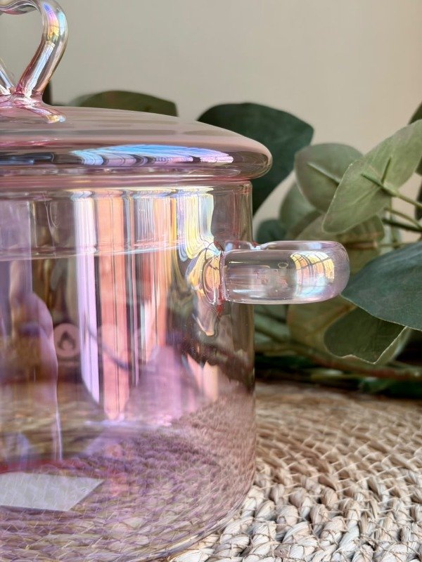 Producto - Olla de vidrio rosa con tapa de 1600 ml - 1