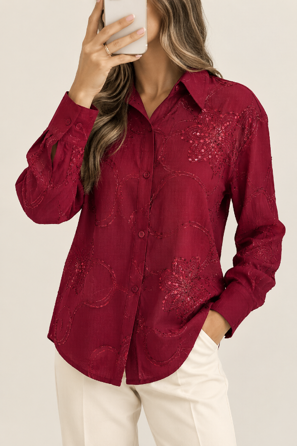 Producto - Camisa traslúcida brillos - 1