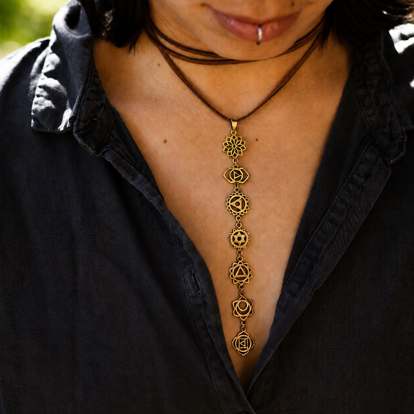 Producto - Collar Chakras Bronce y Gamuza - 1