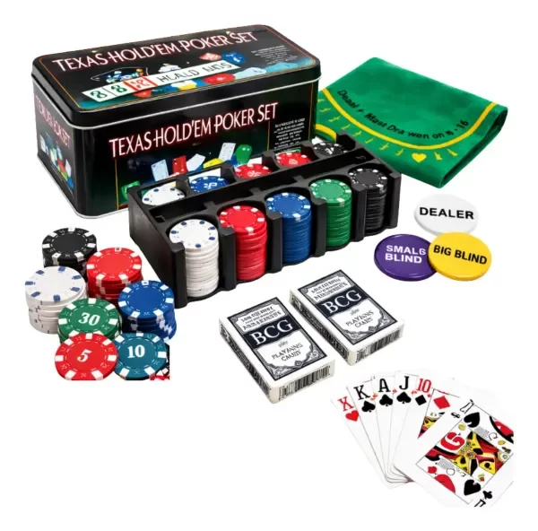 Producto - Juego de poker 200 fichas mas mazo mas lata metalica mas paño