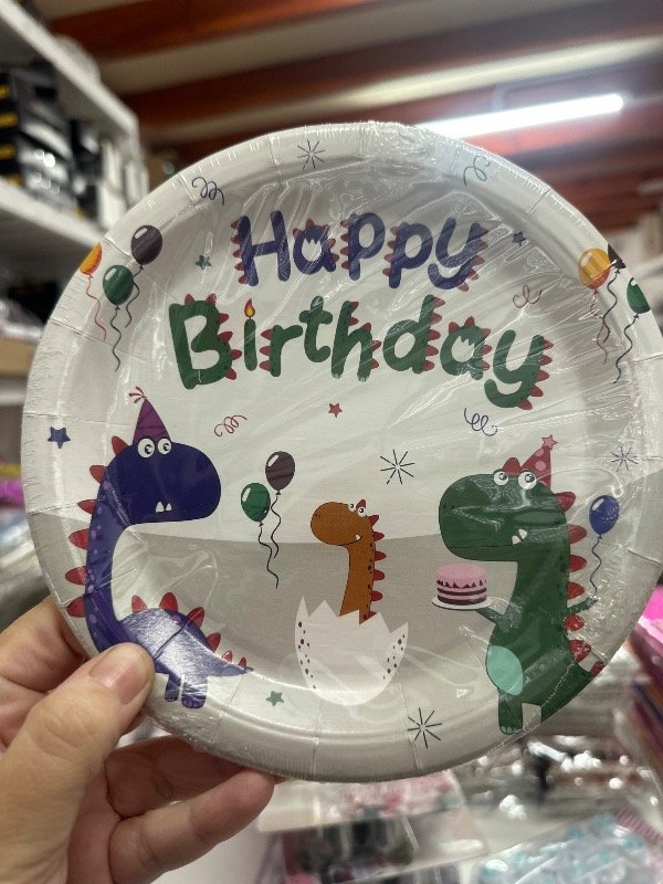 Producto - PLATO POLIPAPEL DINOSAURIOS 18 cm