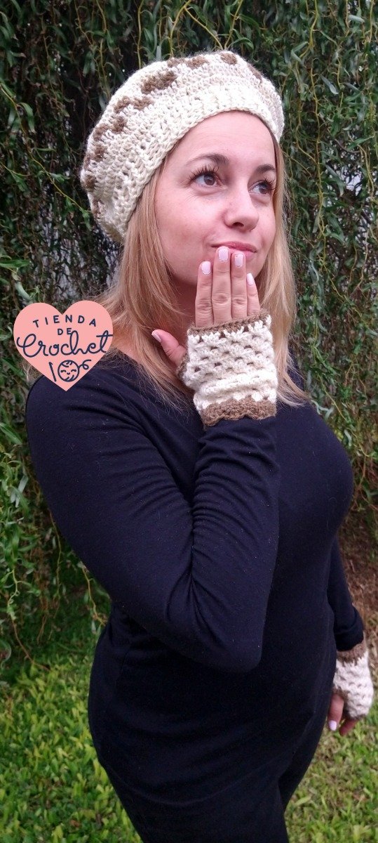 Producto - Conjunto de 3 patrones, boina clásica, boina caída y mitones romantic!!! - 5