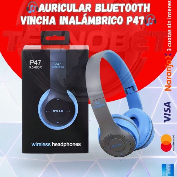 Producto - AURICULARES INALAMBRICOS BLUETOOH VINCHA P47