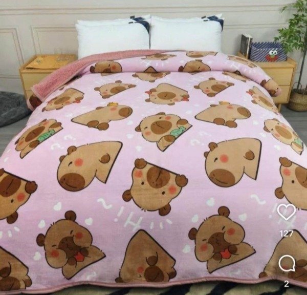 Producto - Frazada Capibara con corderito 1 Plaza 1/2