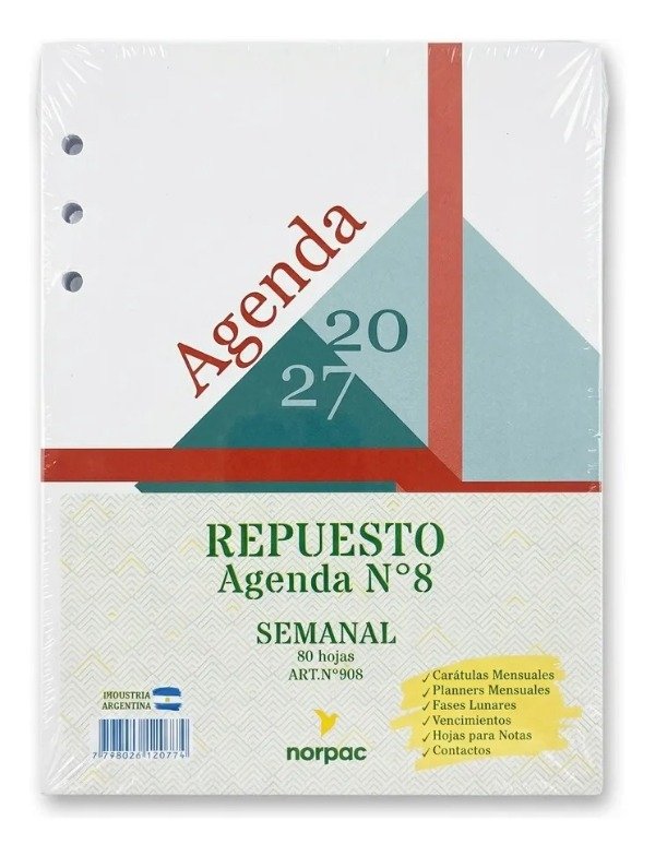 Producto - Repuesto Agenda Norpac N8 Semanal 908 - 0