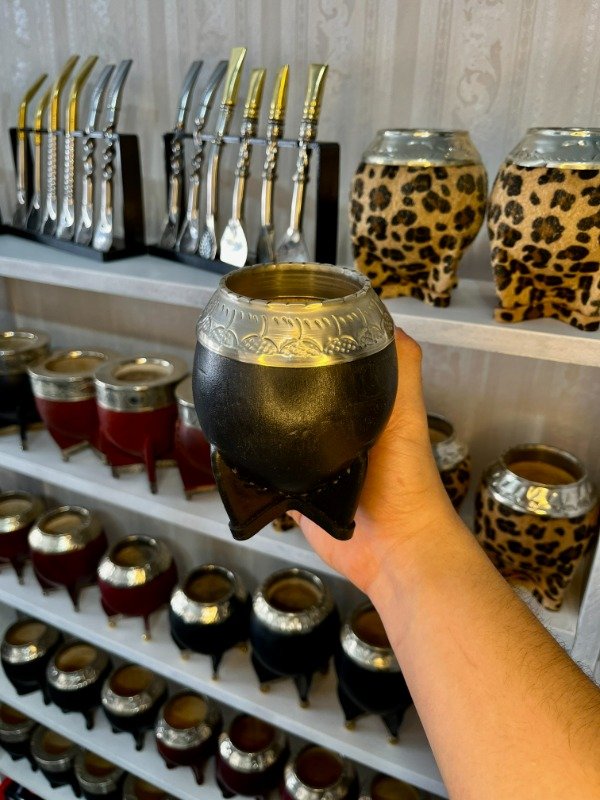 Producto - Mate Torpedo Virola de Alpaca Cincelada Color Negro