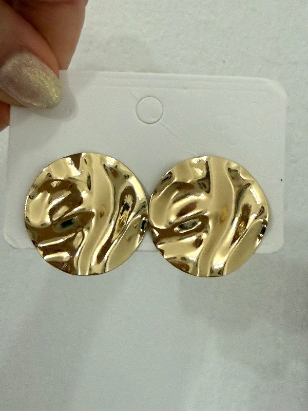 Producto - AD408 Aros chapones colgantes 4 cm acero dorado