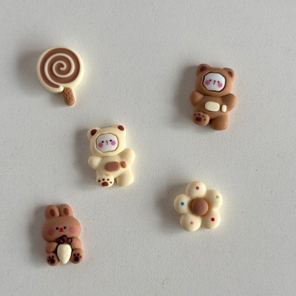Producto - Charms x 5u - Ositos y mas crema y marron 2