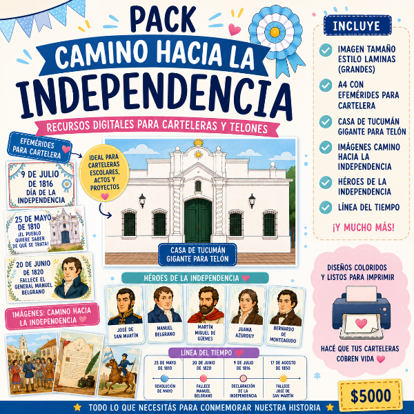 Producto - PACK CAMINO A LA INDEPENDENCIA: CARTELES Y LAMINAS GIGANTES (TELÓN Y EFEMERIDES)