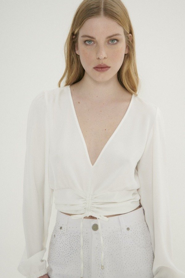 Producto - BLUSA ESC V CON FRUNCE - 2
