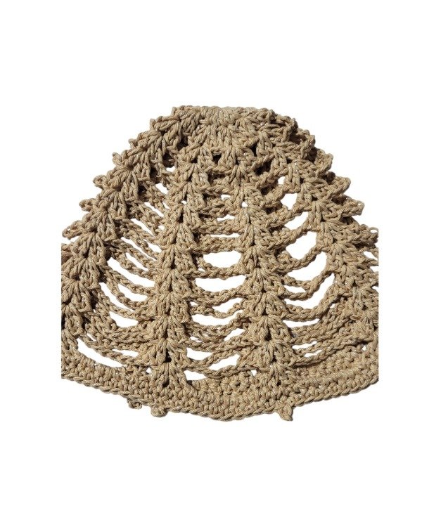 Producto - Mesh Hat - Abanico  Camel c/ lurex plateado