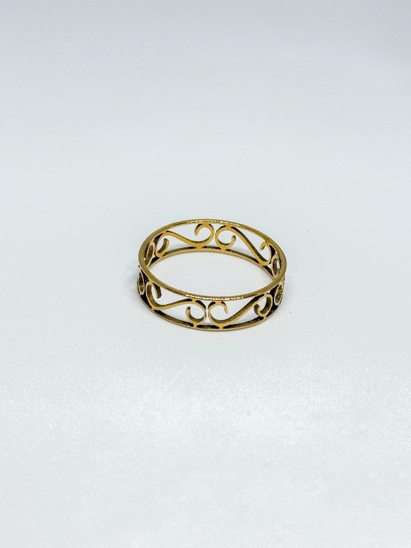 Producto - Anillo acero dorado olas