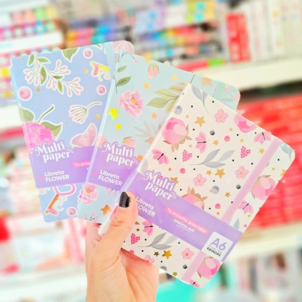 Producto - Libreta A6 Tapa Dura x96 Hojas. FLOWER - Multipaper