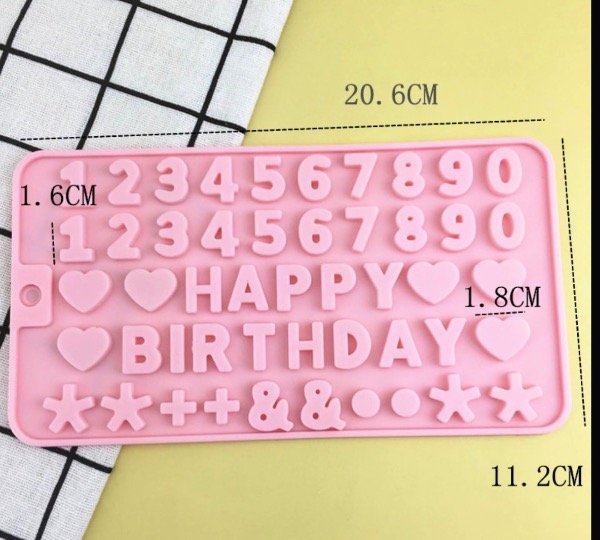 Producto - MOLDE SILICONA HAPPY BIRTHDAY, NÚMEROS Y SIGNOS