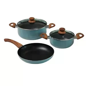 Producto - Set Bateria  Piezas 5 de Aluminio con Antiadherente color Azulino. Carol.